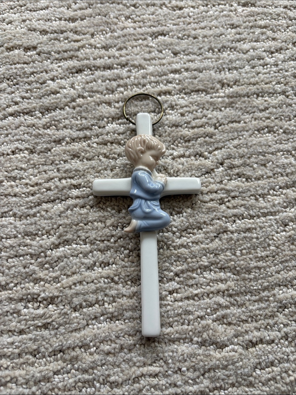 Porcelain Praying Boy Cross
